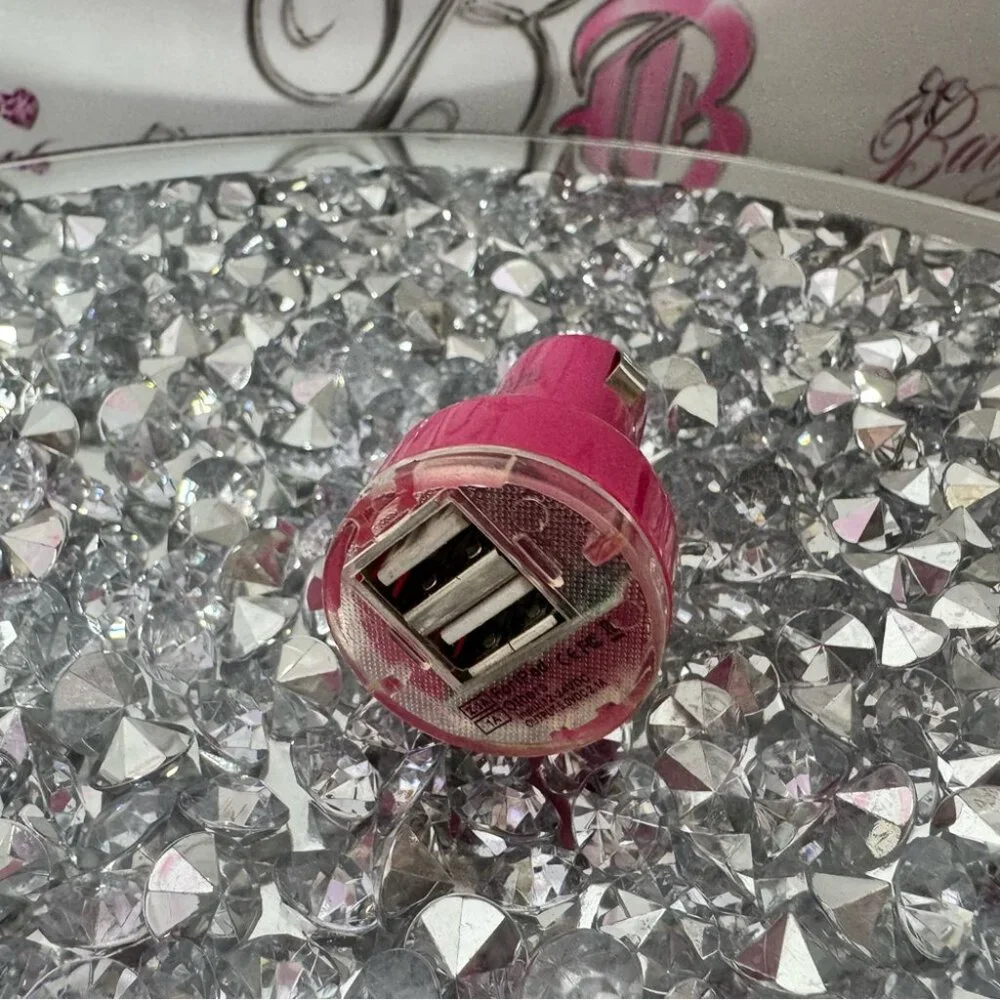 PDI car charging port dual usb Pink cute Car Charger